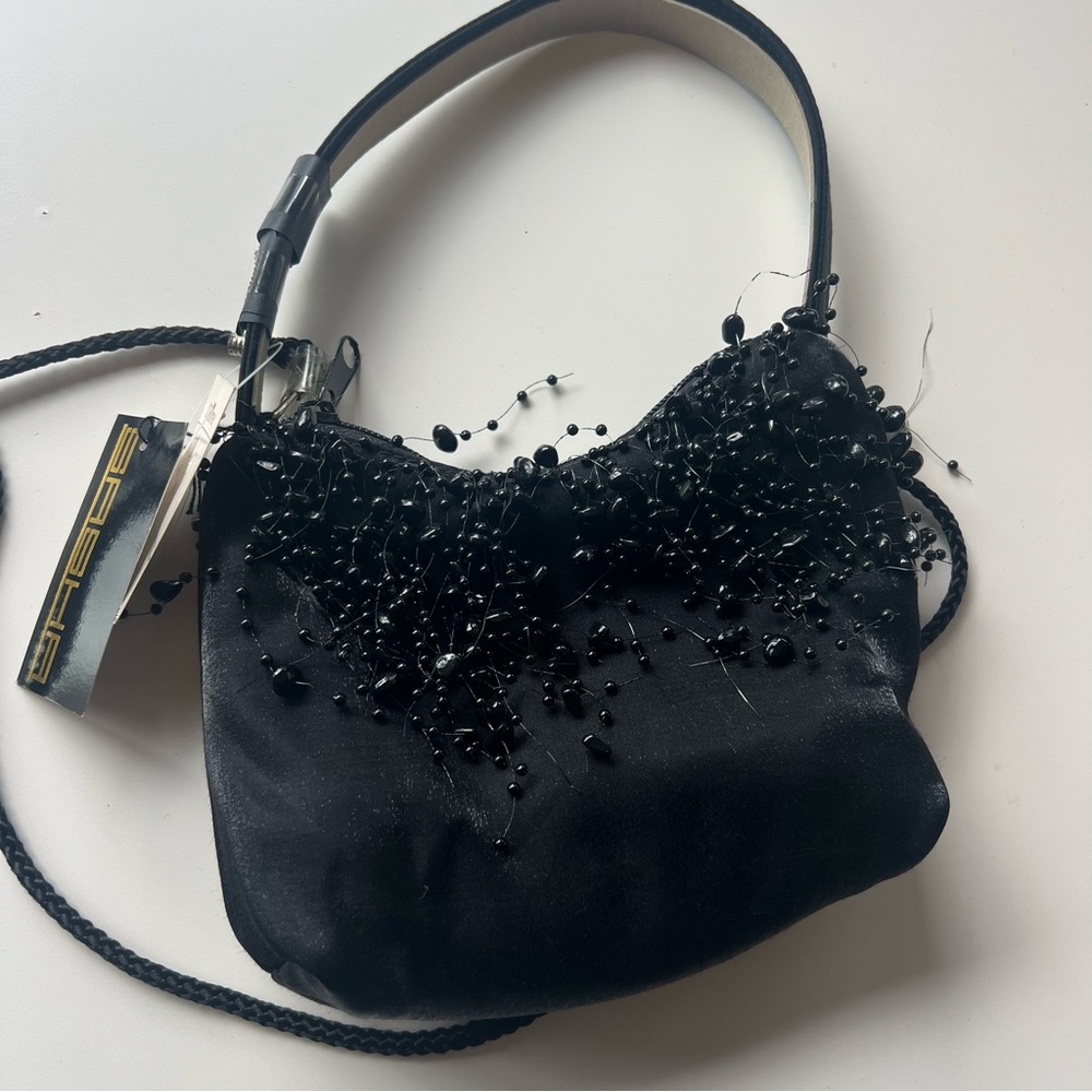 Vintage 90s Sasha Black Beaded Formal Mini Purse NWT